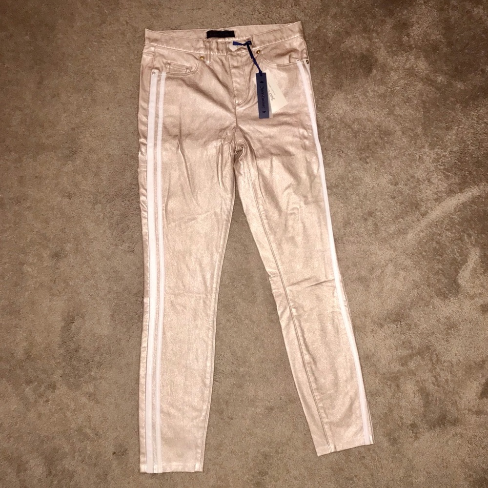 Juicy Couture Champagne Faux Leather Leggings 26